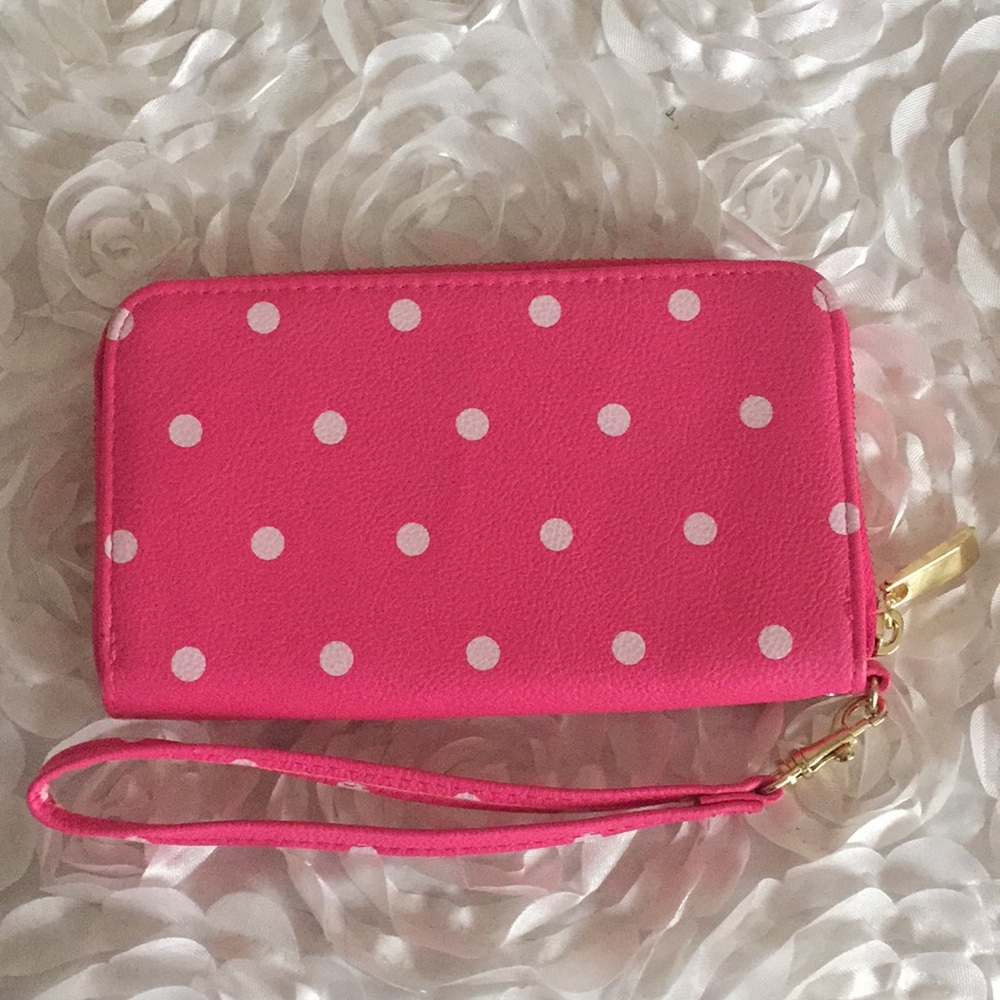 . Pink polka dot wristlet!